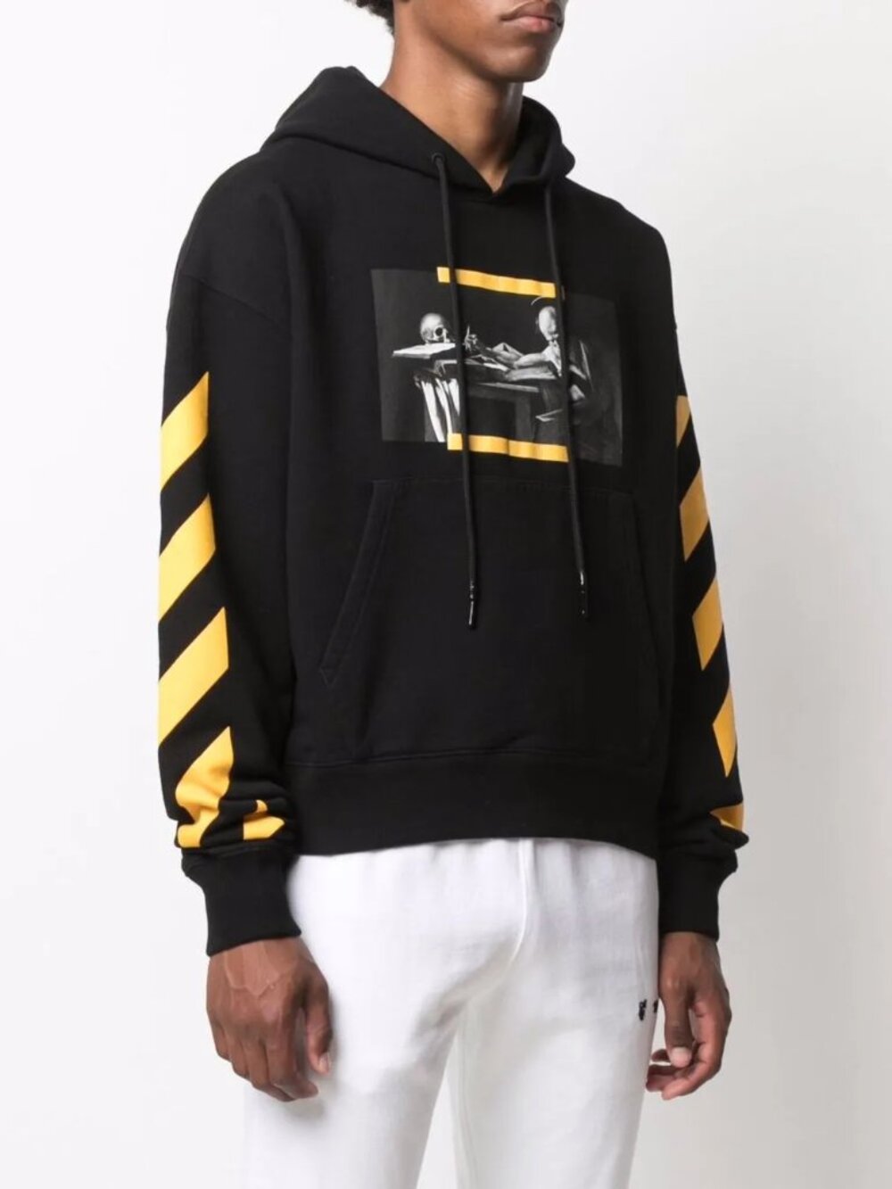Off-White AW21 Black Caravaggio Painting Double Sleeve Hoodie